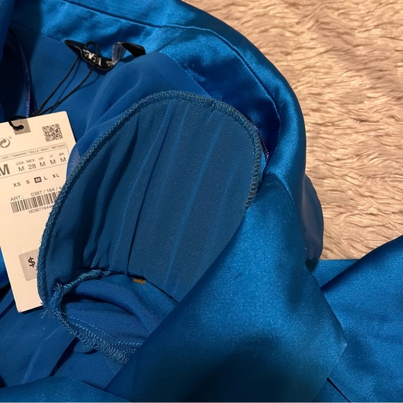 Zara blue satin effects wrap style romper - Picture 6 of 11